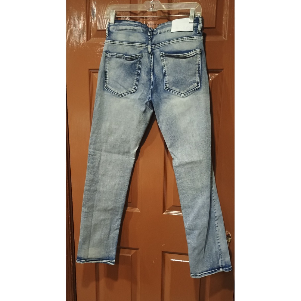 RGSTR Slim Straight Jeans Mens 32 Light Blue Good Stretch Whiskered Casual - Picture 6 of 7